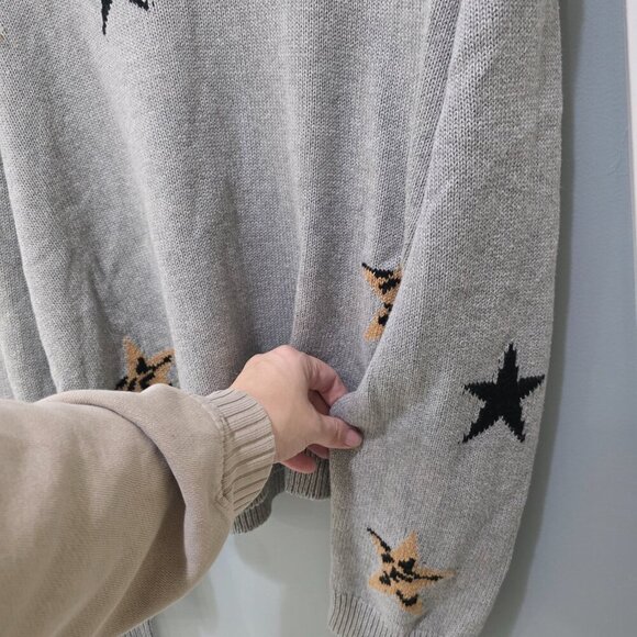 Rails Womens Crewneck Star Print Sweater Gray Size L Soft Knit Lightweight - Picture 6 of 10